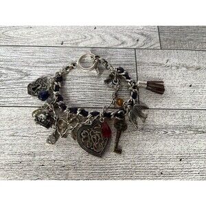 Vintage American Eagle Charm Bracelet Silver Tone